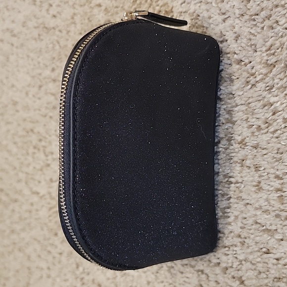 Kate Spade Black Glittery Gold Trim Make Up Bag - Picture 2 of 5